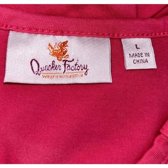 Quacker Factory Sz LARGE Pink Studded Sparkle Trapeze Hem Tunic Cottony EUC - Picture 7 of 9